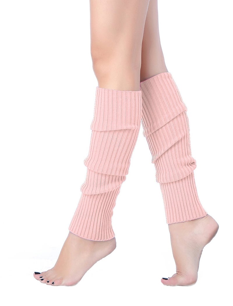 v28 Women Juniors 80s Eighty's Ribbed Leg Warmers for Party Sports (Pink) - Image 1
